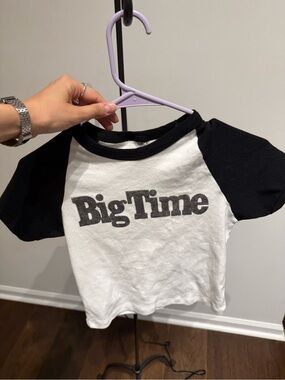 BigTime Black & White Cropped Raglan Tee